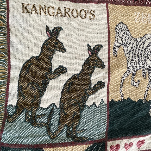 Noah’s Ark pictorial cotton Blanket throw made in USA 60” by 43” plus fringes